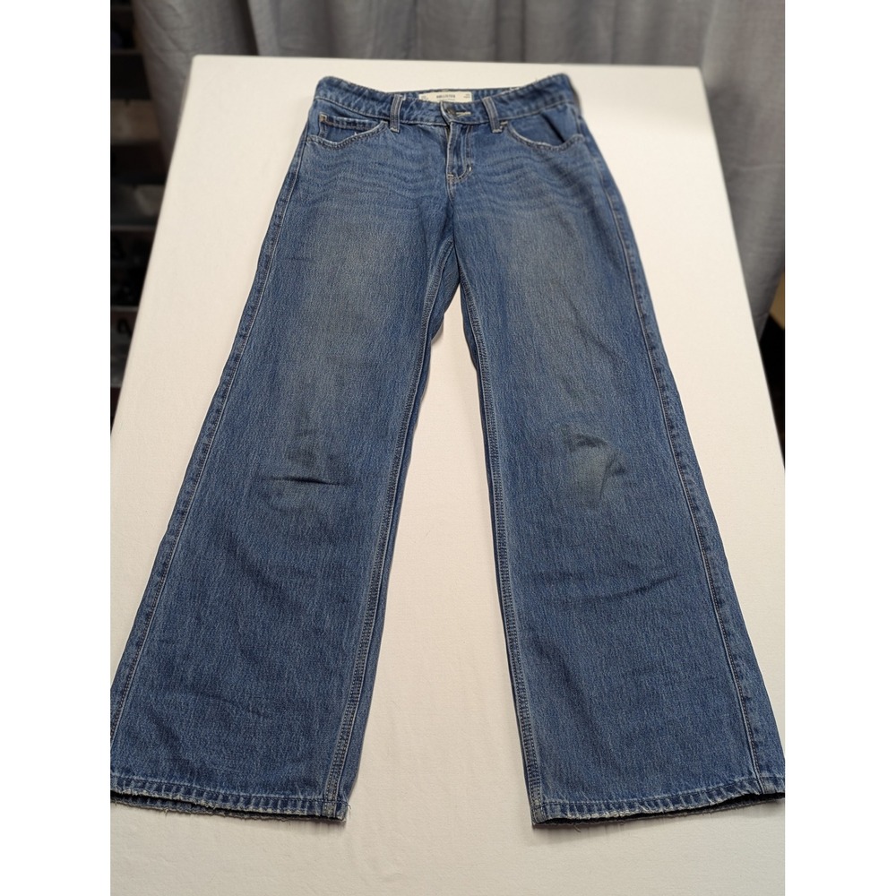 Hollister Low-Rise Baggy Jeans W24 00R Medium Wash Wide Leg Denim